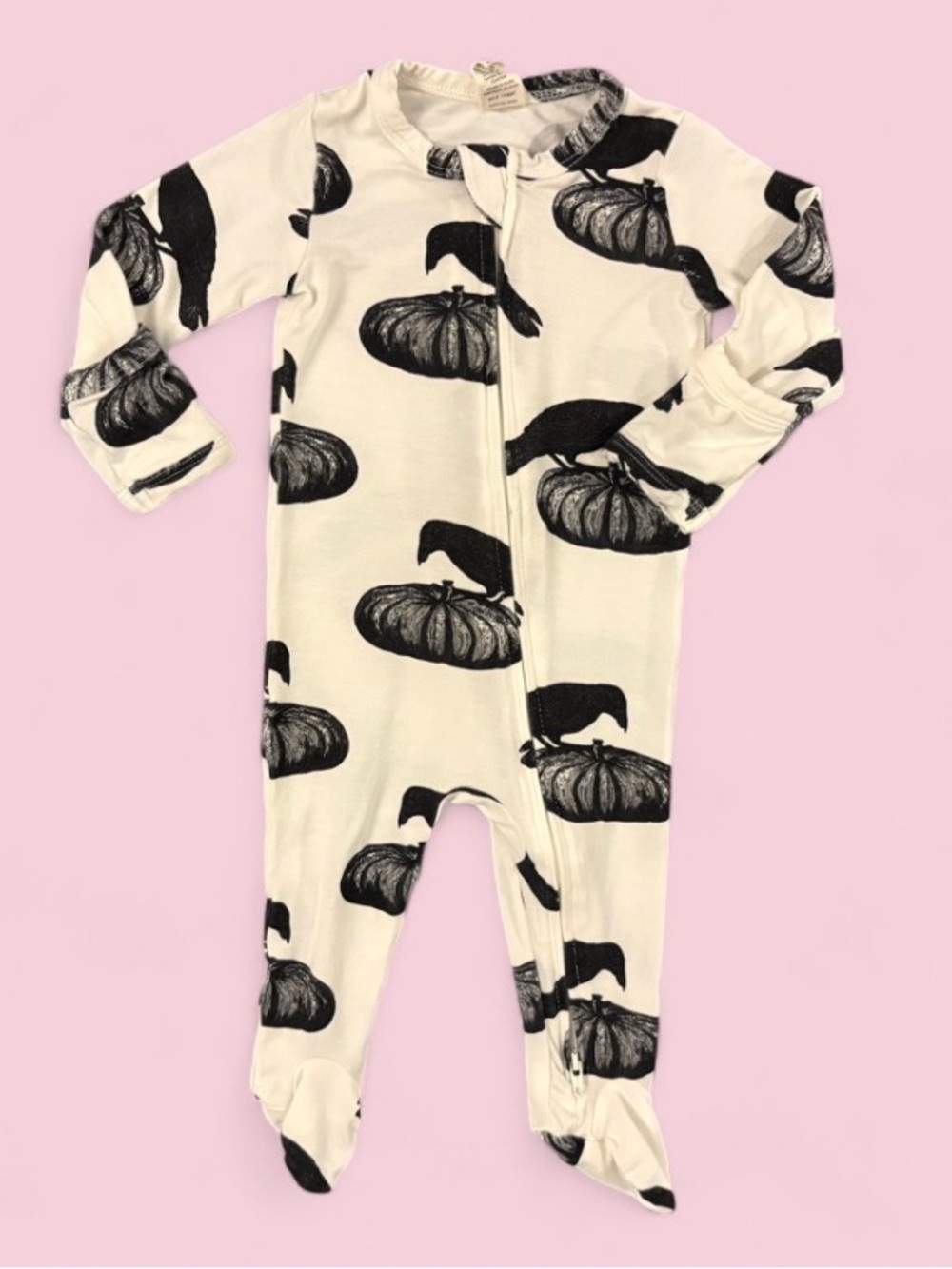 Kate Quinn Bamboo Pumpkin Crow Fall Halloween Sleeper Baby 0-3M